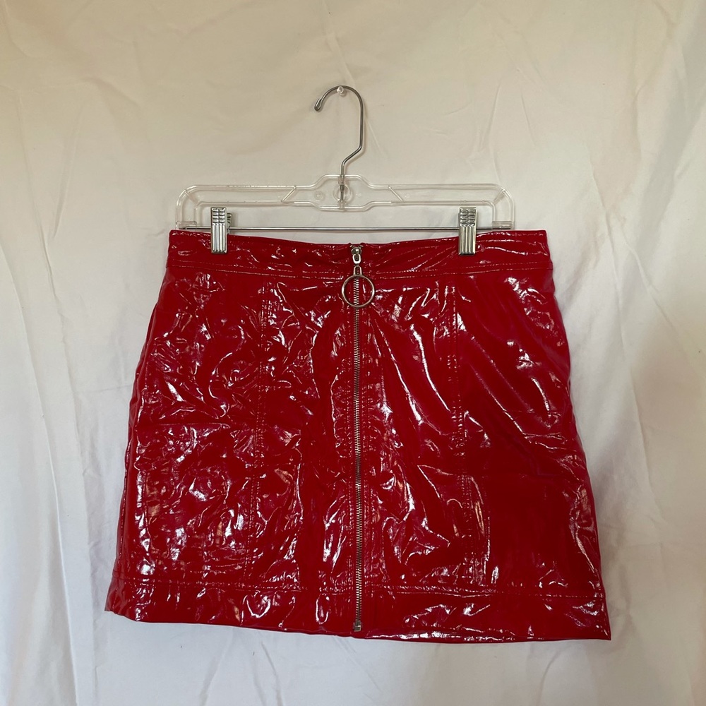 Red Pleather Forever 21 skirt